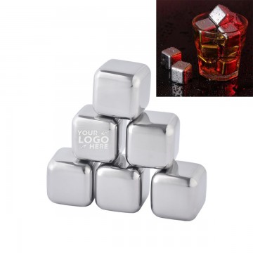 Custom Logo Engraved Stainless Steel Whisky Ice Cubes